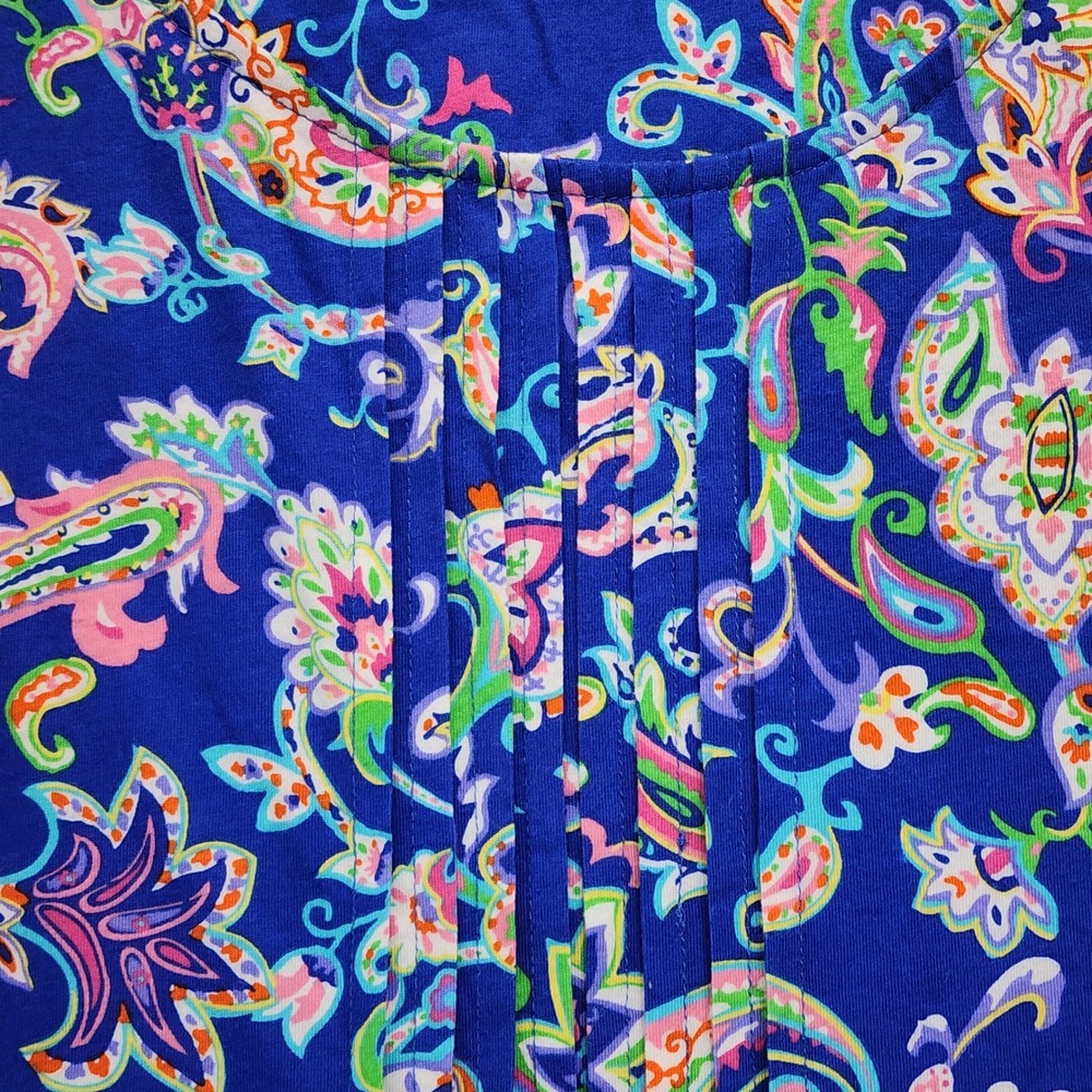 Lauren Ralph Lauren Paisley Sleeveless A-Line Cotton Shift Dress Blue Women's L - Picture 7 of 10